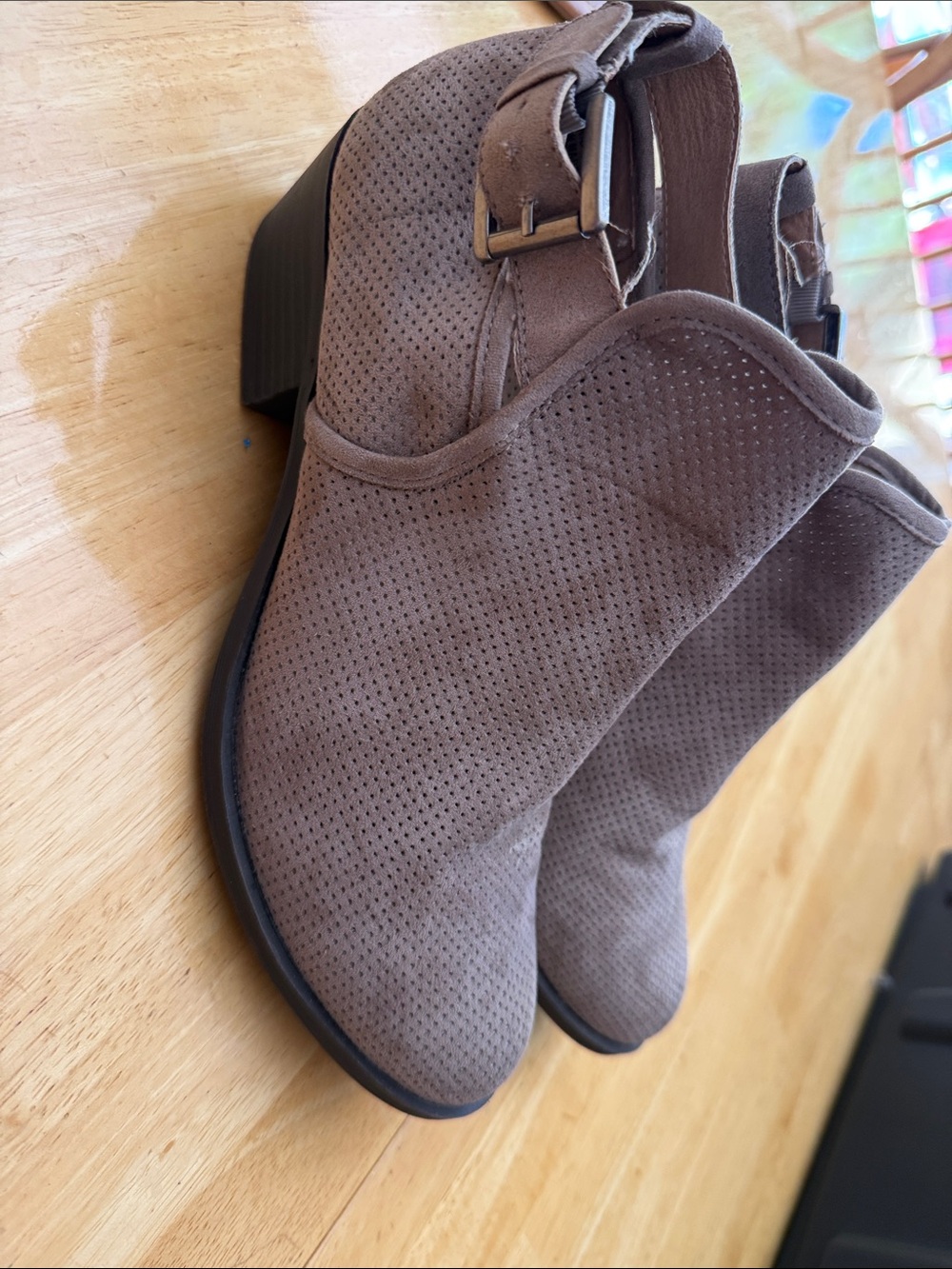 Report Taupe Perforated Slingback Ankle Booties
